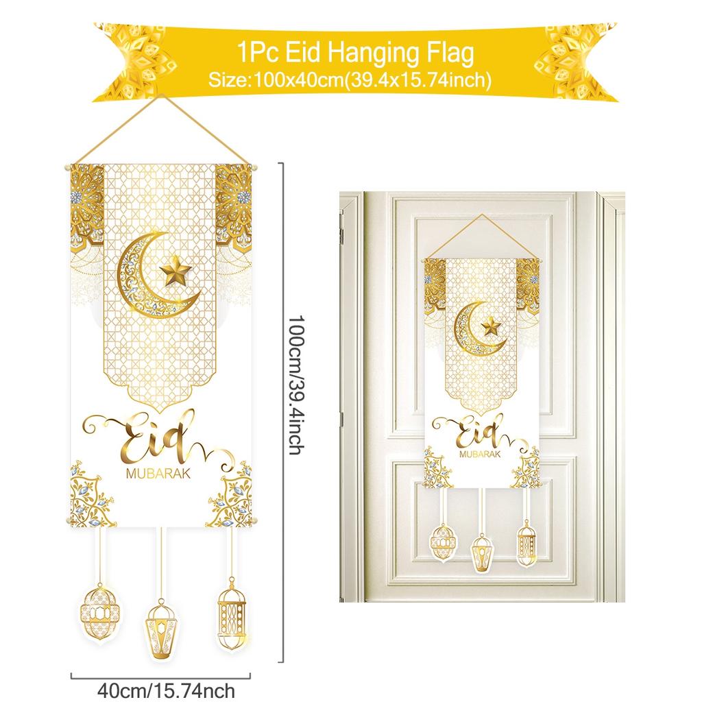 Eid Mubarak Decor Banner 2025 Kareem Ramadan Decor for Home Ramadan Mubarak Hanging Flag Islamic Muslim Party Decor Eid Al Adha