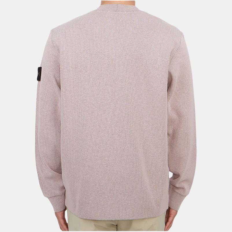 Stone Island Ribbed Solid Color Crew Neck Sports Long Sleeve Comfortable Knit Sweater Men sweater Light-Purple 801562656-V0080