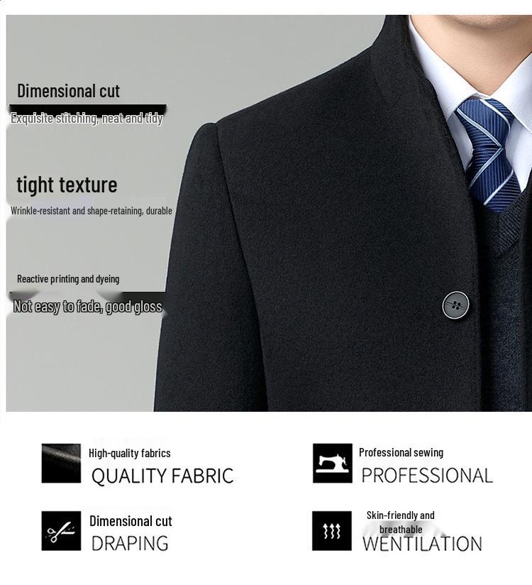 Brand Double-Sided Cashmere Men's Classic Wool Trench Coat with Down Liner