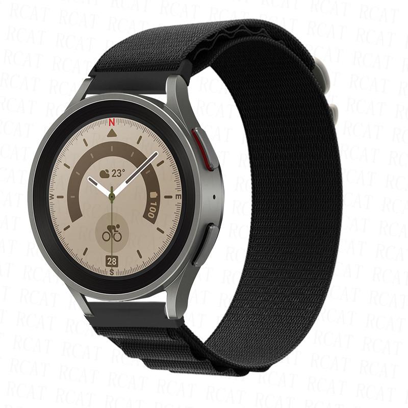 20 мм 22 мм Альпийская петля Ремешок для Samsung Galaxy Watch 6/4 classic/5 pro/active 2/Gear S3 браслет Huawei watch GT 2/2e 3 pro ремешок 20mm watch strap чёрный