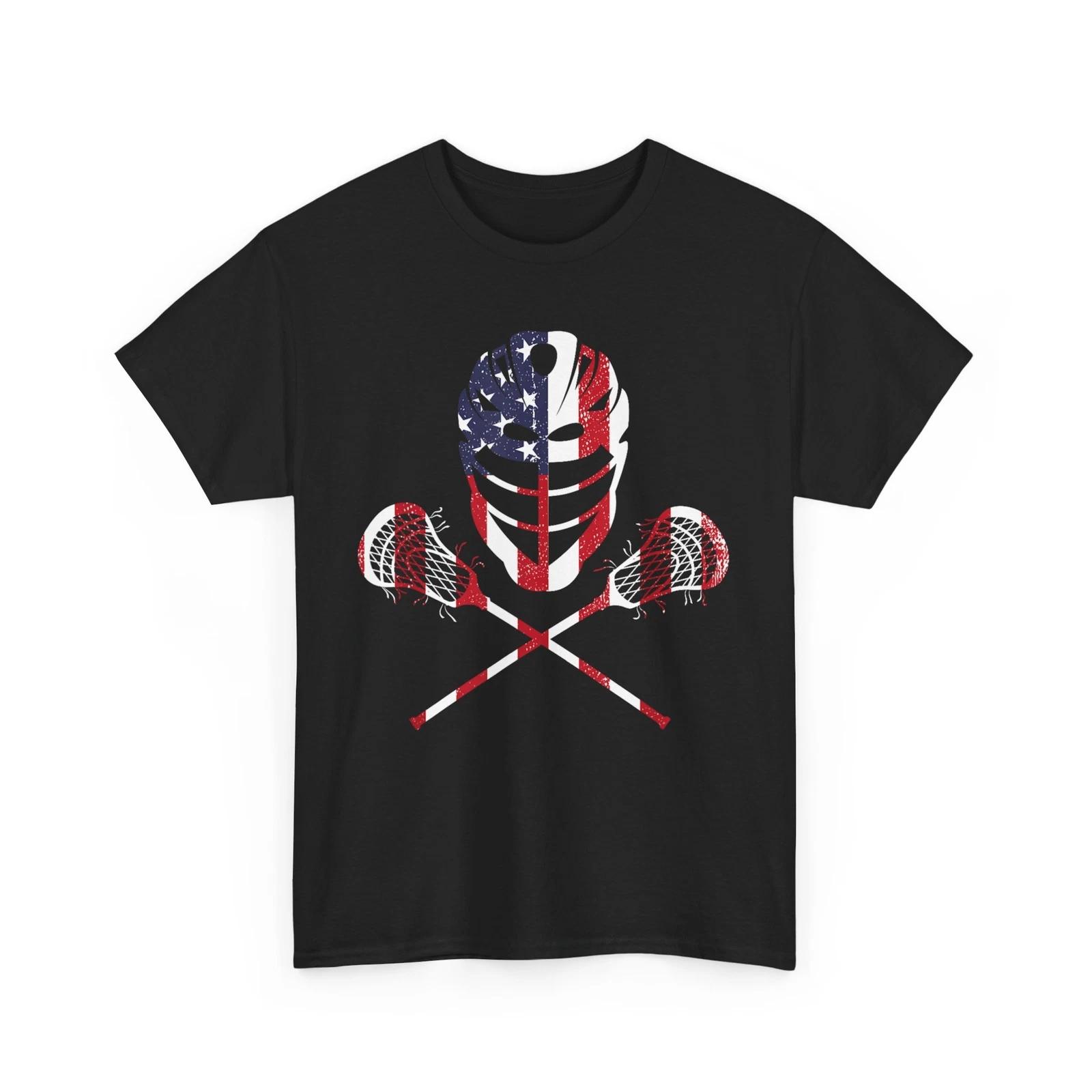 Lacrosse American Flag Lax Helmet Sticks Lacrosse Lovers Vintage T-shirt 3XL