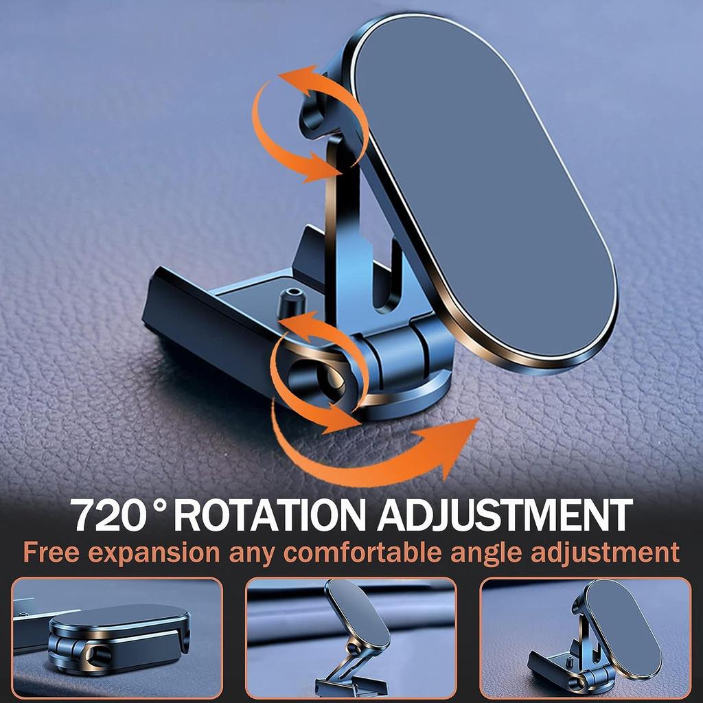 Foldable Metal Car Phone Holder, 720° Rotatable Strong Magnetic Flip Holder, Magnetic Phone Holder, Universal Dashboard Car Holder