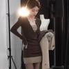 Women's Petite Wool Knitted Dress: Elegant, Slim-Fit, Hip-Hugging Style for Autumn & Winter, Perfect Under Coats