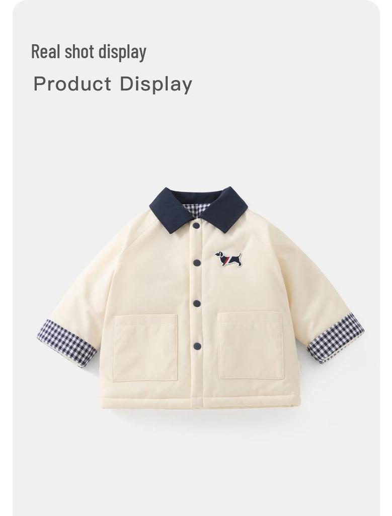 DUUDUU 2025 New Style Infant & Toddler Jacket - Fleece-Lined Korean Style Cotton Coat for Baby Boys