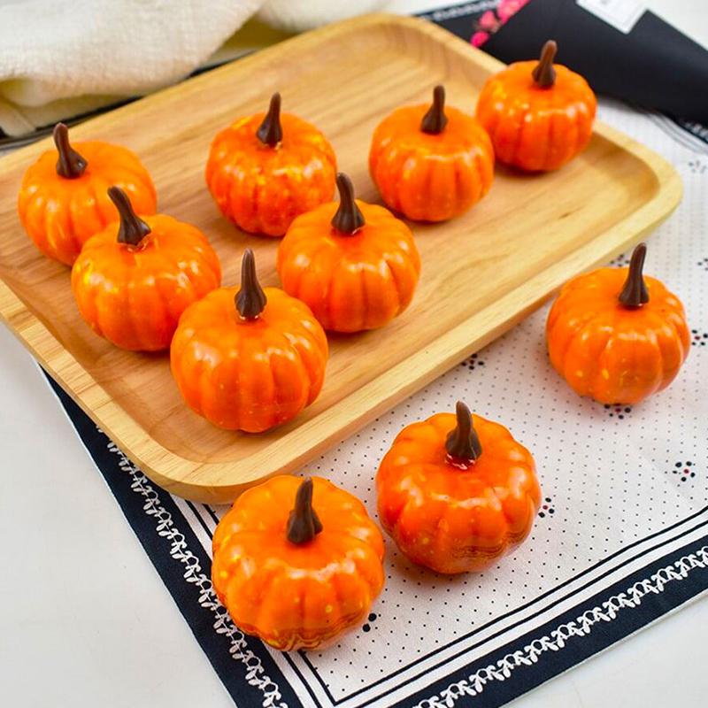 6PCS/Lot Yellow Simulated Pumpkin Harvest Thanksgiving Halloween Atmosphere Decoration DIY Material for Home Party Handcraft ZYF