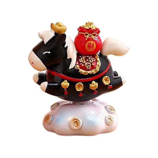 Čínské zvěrokruhové koňské sošky Rok koně Roztomilá otočná figurka koně Pryskyřice Šťastná Feng Shui ozdoba pro domácnost, kancelář, obchod Stolní dekorace
