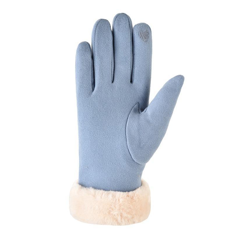 German velvet gloves for men and women to keep warm in autumn and winter, velvet outdoor riding touch screen Korean version simple hair mouth