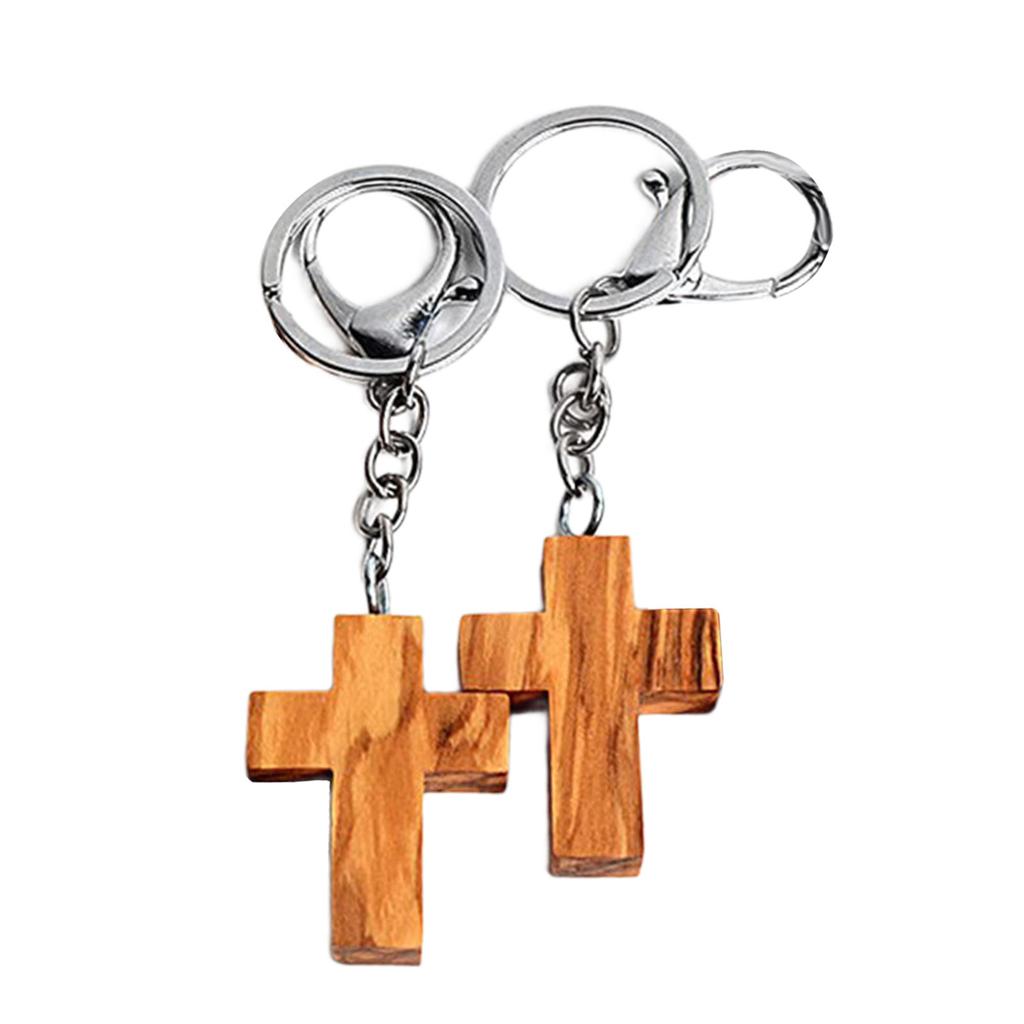 Christian Wooden Crosses Keychain Bag Pendant Keyring for Religious Devotees and Styles Lover Everyday Key Management