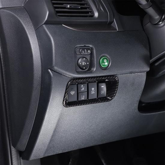 Carbon Fiber ABS Fog Light Switch Button Decoration Frame For Honda Pilot 15-22