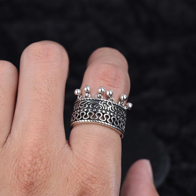 Adjustable Vintage Lace Fringe Ring Women Men Boho Ethnic Style Statement Jewelry
