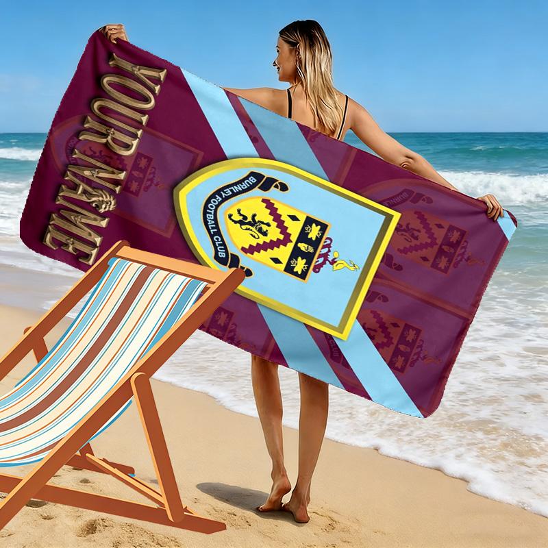 Name Custom Burnley FC Print Beach Towel, Large Soft Quick Dry Towel for Beach Camping Swimming