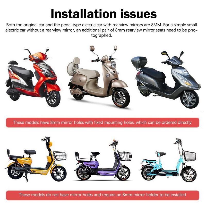 1 Pair Anti-Fall Round Motorcycle Side Rearview Mirrors For For Mountain Road Bike Motorcycle Bike Rear View Mirror Holder