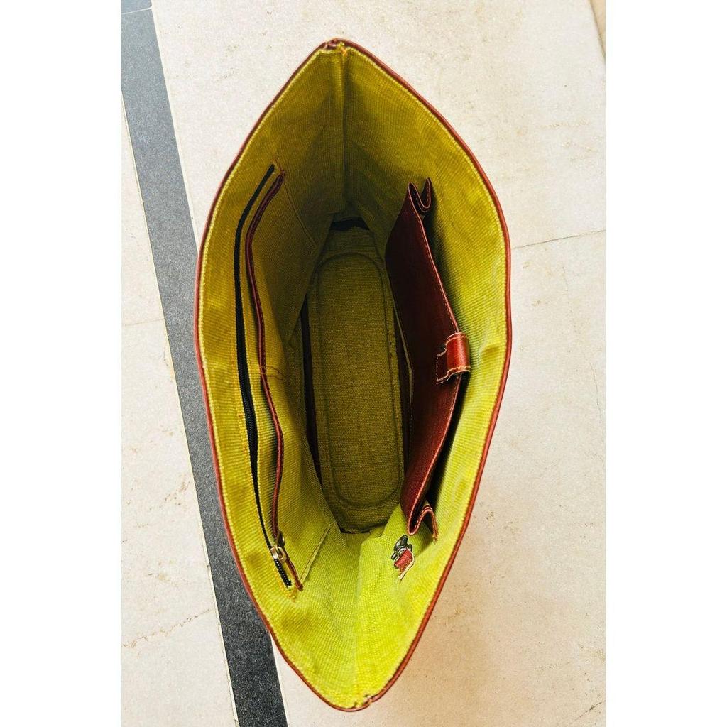 Premium Leather Hand Crafted Front Pocket Tote Bag for Women