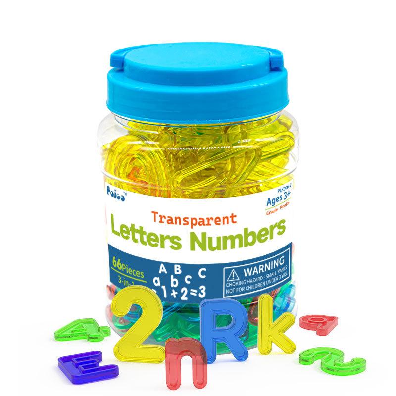 Kids Montessori Colorful Transparent Letters Numbers Set Sensory Activity Math Learning Counting Toy Education Teaching Aids