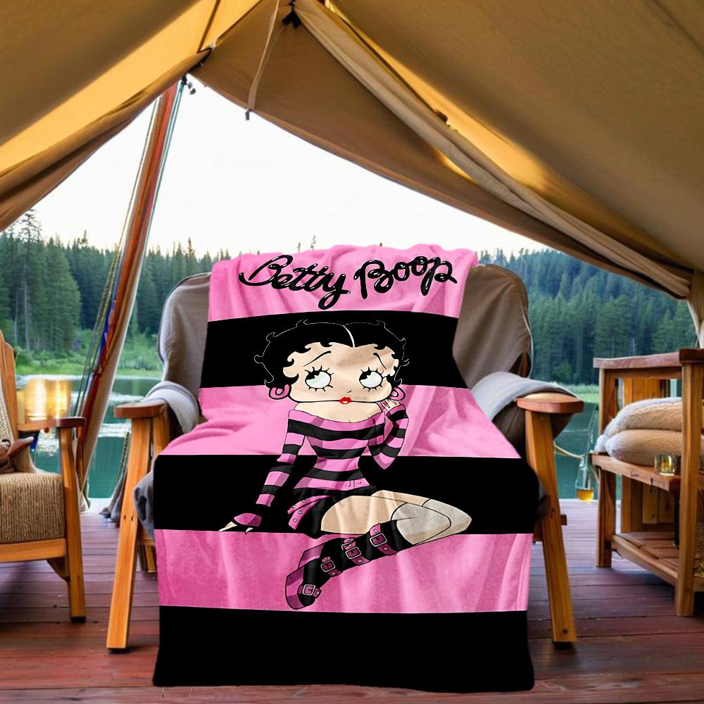 1PC Betty Boop Outdoor Blanket Lightweight Flannel, Soft & Warm, All-Season Use for Sofa, Outdoor, Camping, Living Room, Office41