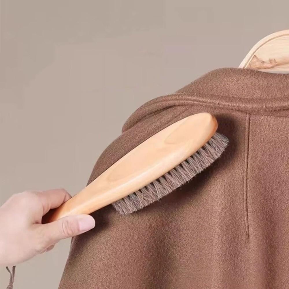 Beech Wood Wool Coat Care Brush Professional Gentle Bristles Cashmere Special Brush Multifunctional Hanging Dust Removal Brush