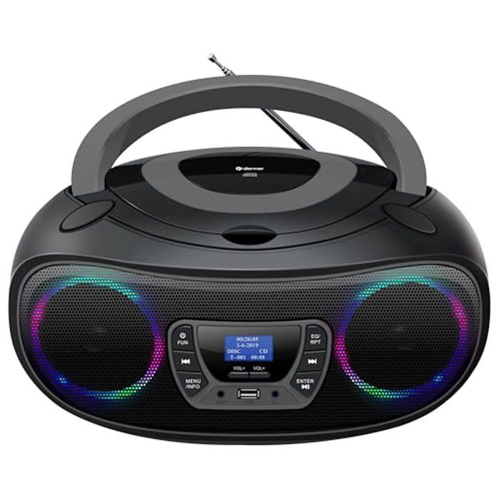 Boombox - Denver - TDB-212GR - Bluetooth - CD - DAB+/FM - Son Stéréo Puissant