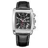 Megir 2028 Fashionable Retro Men's Chronograph Square Leather Watch
