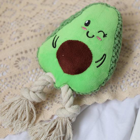 Eco-friendly Cotton Rope Wear-resistant Dog Molar Toy Plush Avocado Shape Pet Interactive Accessories