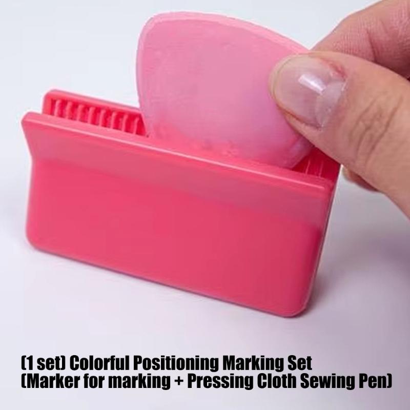Multipurpose Sewing Marker Set Includes Chalk Line Wheel And Pressing Tool For Fabric Marking