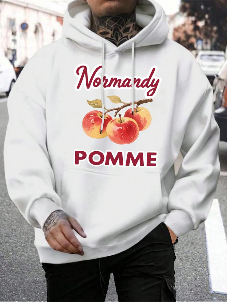 Normandy Pomme Apple Fresh Fruit Printing Mens Hoodies Hip Hop All-Match Hoodie Autumn Fleece Hoody Pocket Man Sportswear