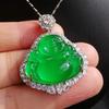 Luxury Jade Quartzite Laughing Buddha Pendant Necklace