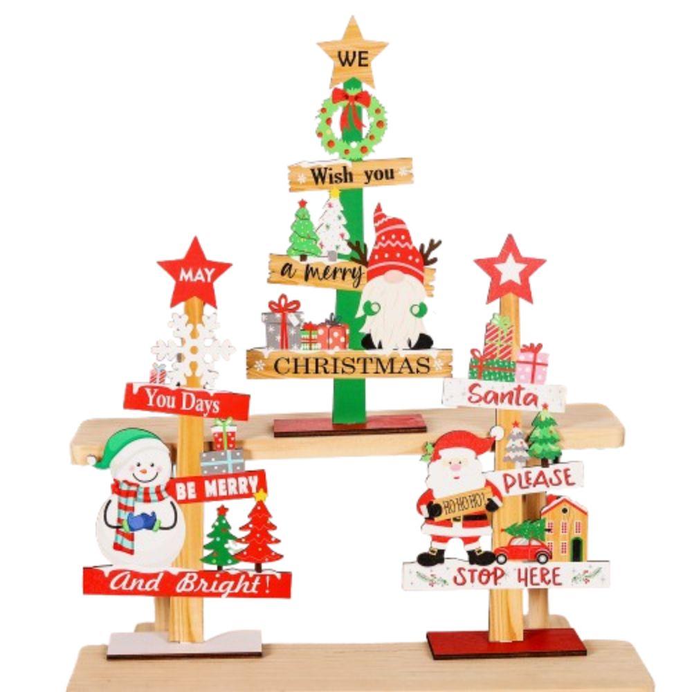 3Pcs/set Household Christmas Wooden Ornaments Creative Christmas Decoration Tabletop Ornamen
