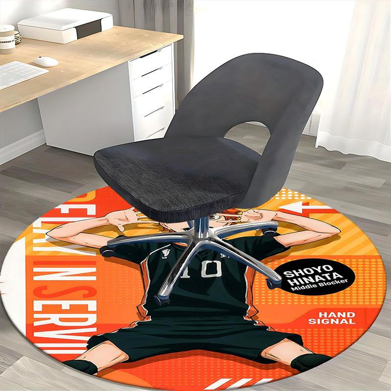 1pc Haikyuu Shoyo Hinata 10 Round Carpet, Office Chair Mat, Non-Slip Rug for Home Decor, Seasonal Gift, Suitable for Office, Living Room