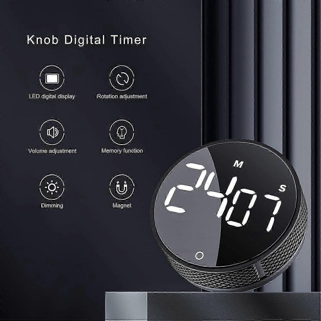 Visual timers Large LED Display Magnetic Countdown Countup Timer for Classroom Cooking Fitness Baking Studying Teaching,Black