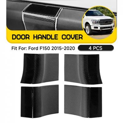 4PCS Inner Carbon F&R Door Fiber Handle Trim Cover Panel Fit Ford 2015- F150