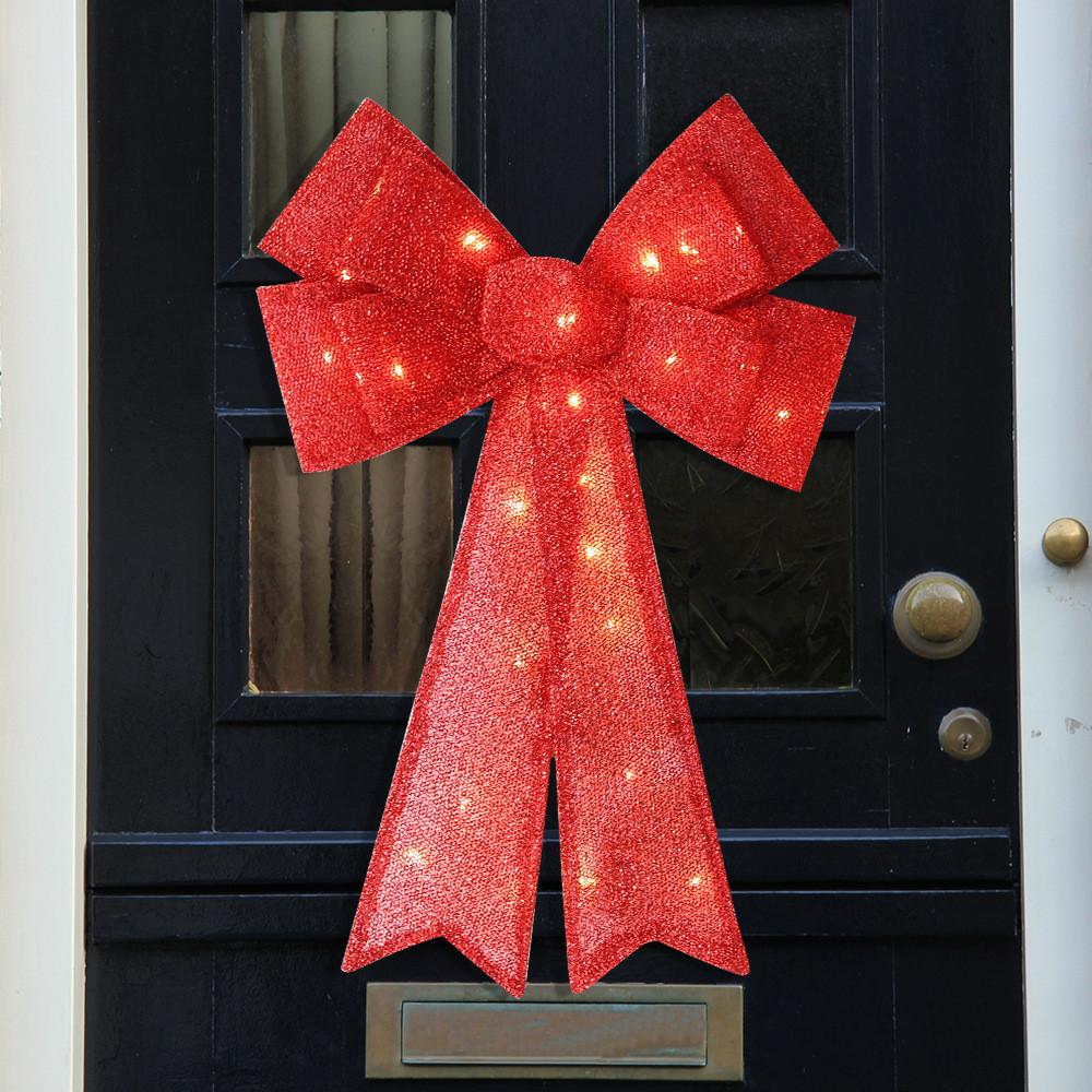 Brightly Lit Christmas Bow Decorative Wall Display Led Accents For Elegant Decor Holiday