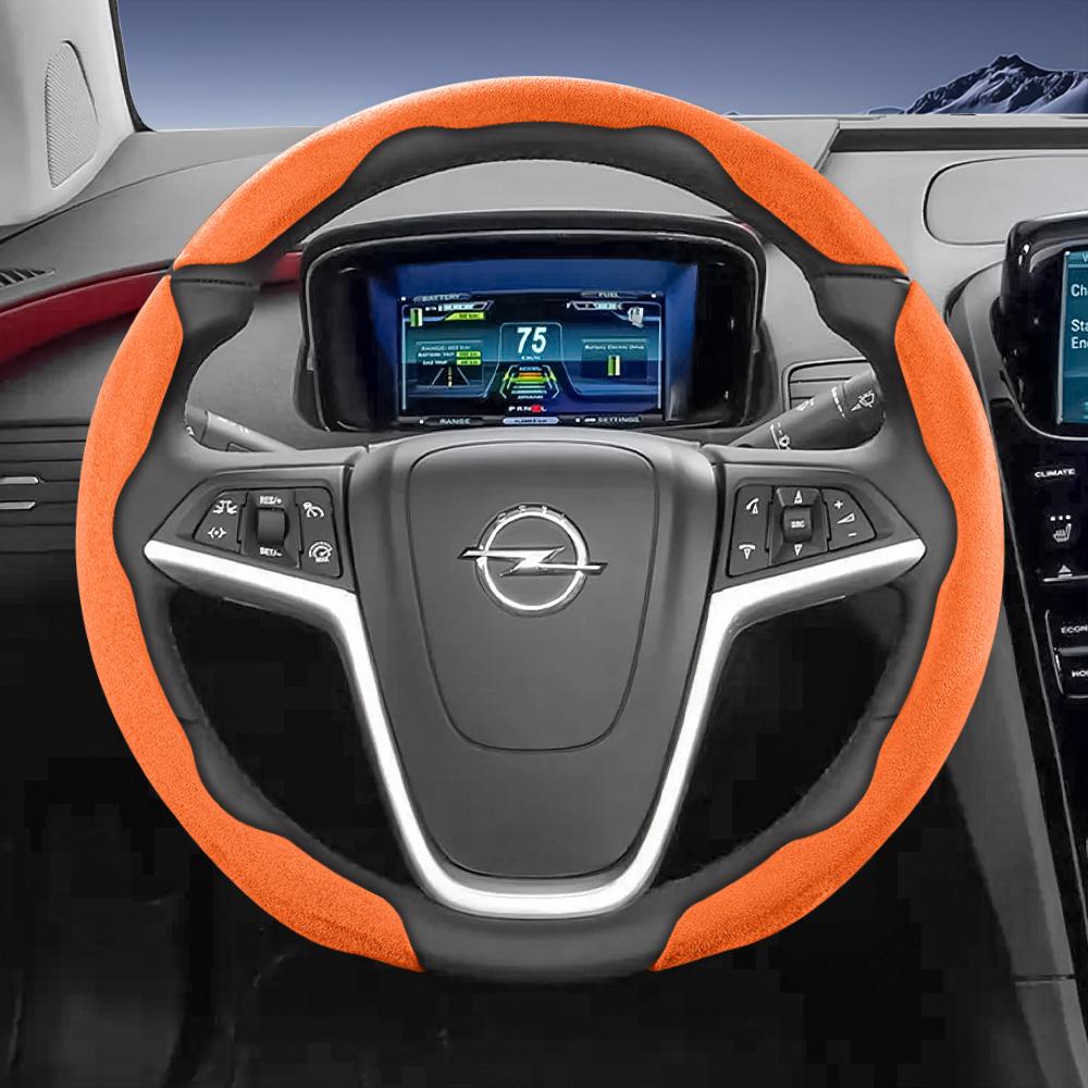 Suitable for Opel Sports Suede Steering Wheel Cover, Split Snap-On Anti-Slip Style, for Models Such As Corsa, Mokka, Astra, Grandland, Combo, Zafira, 