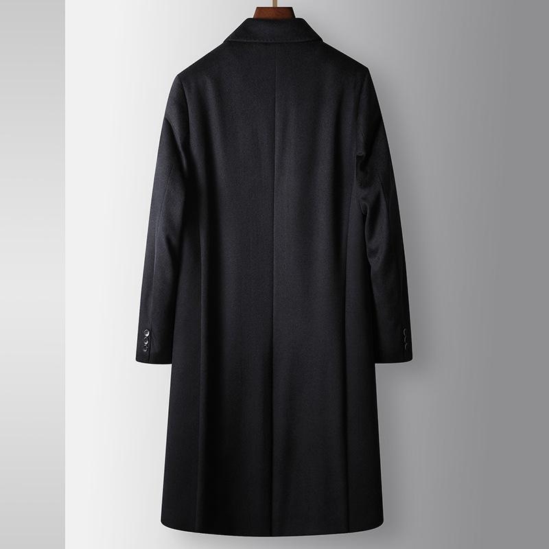 Men's Woolen Coat Autumn and Winter Knee Long Middle-aged Business Administrative Lapel Off Rabbit Hair Gall Jacket