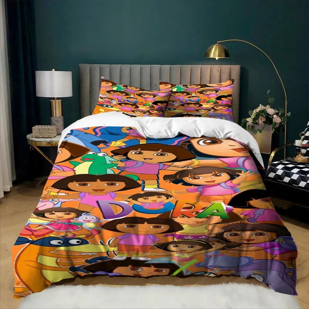 Catoon D-Dora The Explorer Bedding Set 3D Print Duvet Cover Pillowcase 2/3pcs Kids Bedroom Decor Twin Full Queen King Gift