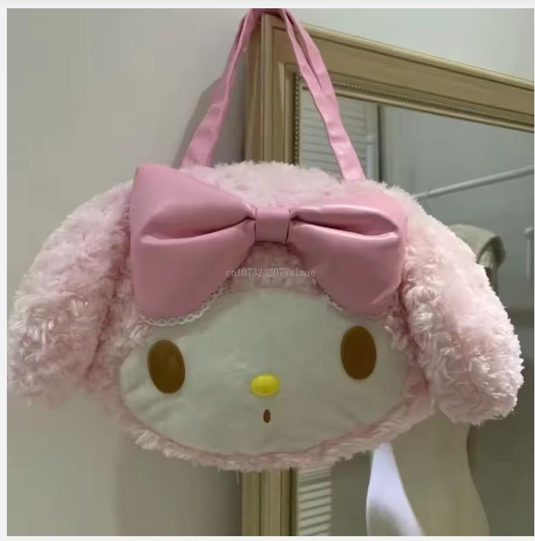 

2025 Sanrio My Melody Сумка-тоут Сладкая Кавайная Девушка Сумка на Плечо Мультяшная Милая Плюшевая Студенческий Рюкзак Розовая Большая Вместимость Сумка