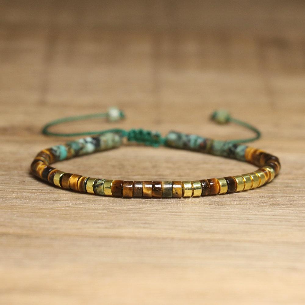 2x4mm Dainty Imperial Jasper Bracelet for Women Handwoven Adjustable Healing Stone Jewelry Alloy Main Material for Anniversary