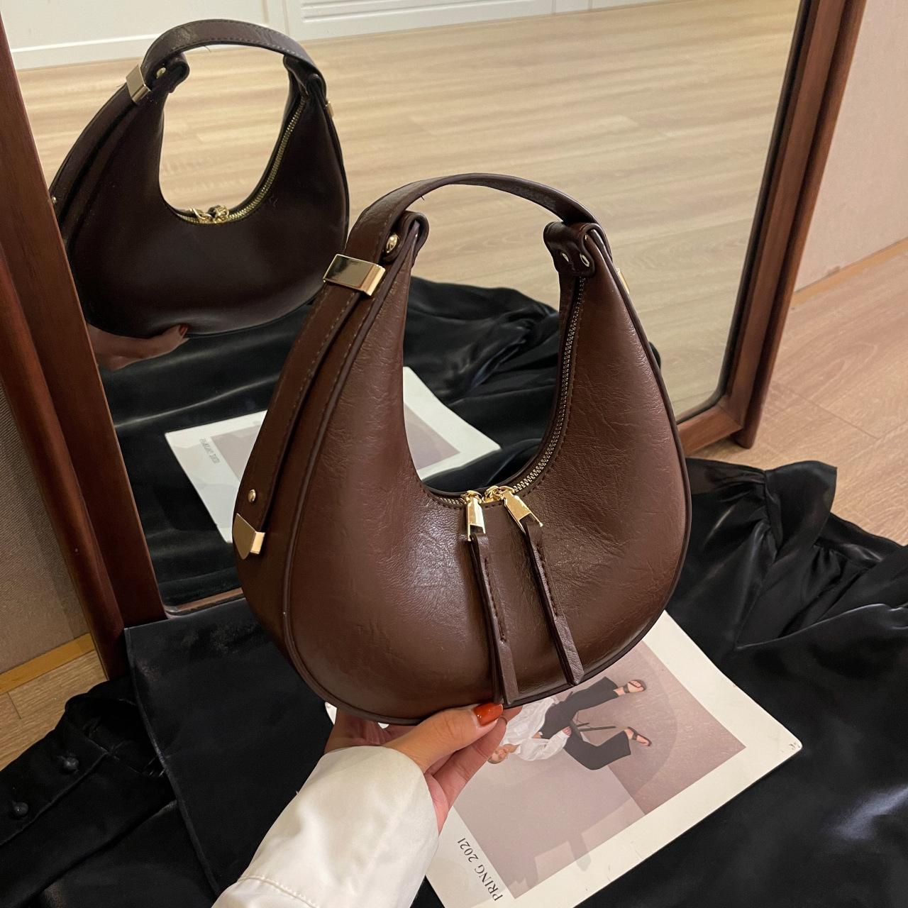Szwatch Women's Soft Leather Dumpling Bag Shoulder Bag, Large Capacity Commuter Bag, Handbag, Tready Crescent Moon Bag For Bag For Elegant