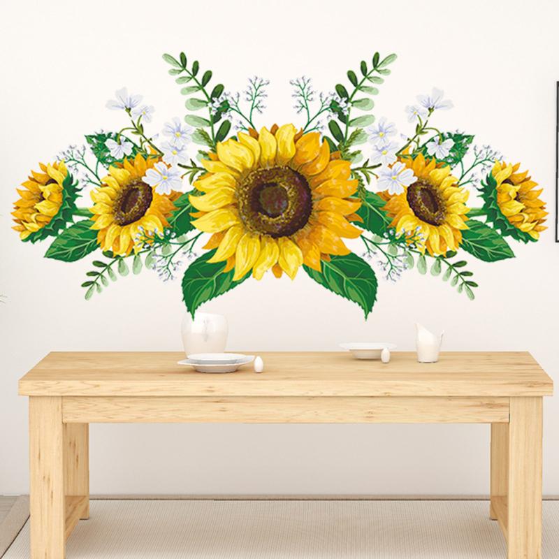 Creative Sunflower Wall Stickers Self-adhesive Paperstickers Bedroom Living Room Kitchen Wall