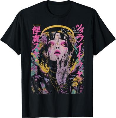 Japanische Streetwear Cyberpunk Engel Y2K Techwear Manga Anime T-Shirt