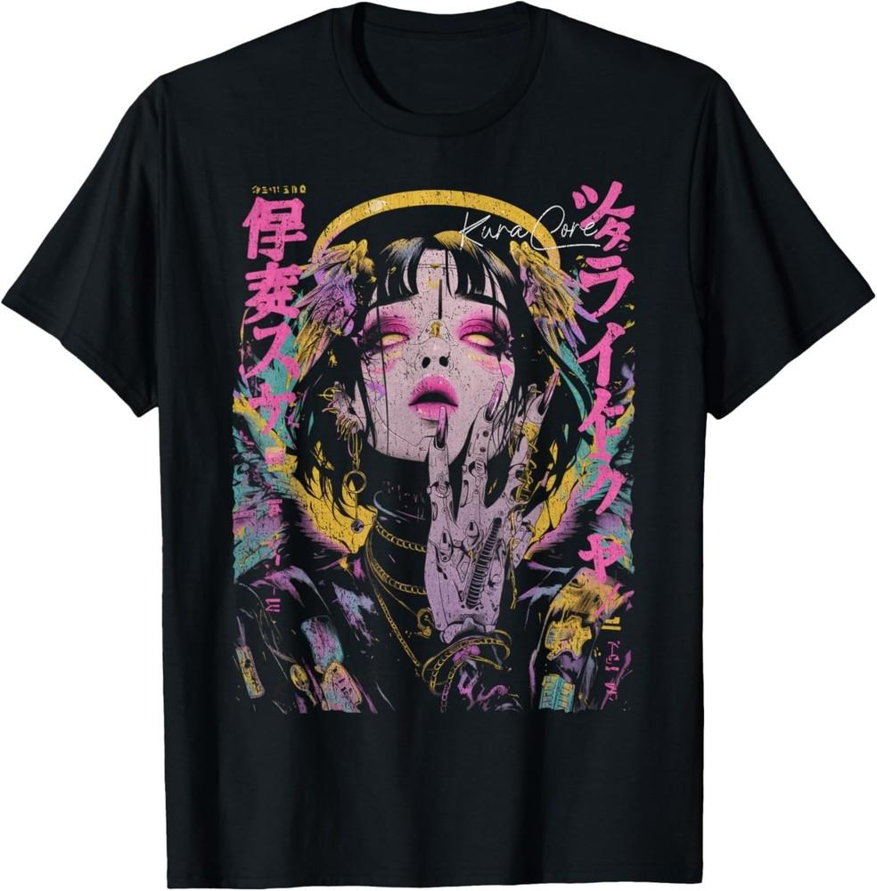 

Japanese Streetwear Cyberpunk Angel Y2K Techwear Manga Anime T-Shirt XL