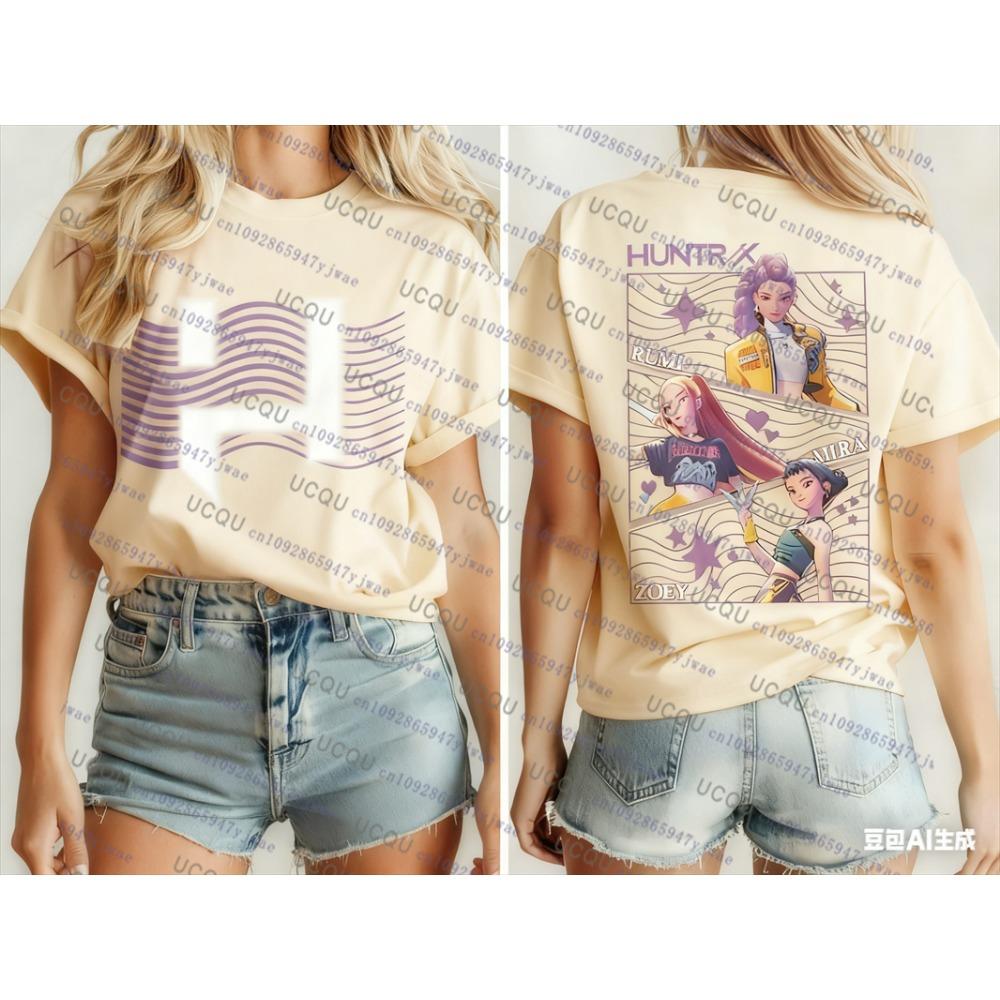 Autumn short sleeved T-shirt Harajuku Kpop Devil Hunter Y2k casual fashion cotton role-playing T-shirt for men and women