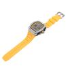 Men Mechanical Watch 30M Waterproof Dial Hollow Automatic Mechanical Wrist Watch with Silicone Strap Silver Yellow