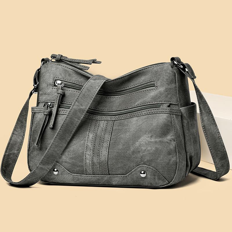 Damen Leichte Umhängetasche mit Mehreren Fächern & Verstellbarem Riemen Lässige Schultertasche