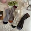 Female Spring and Autumn Retro Color Stripe Movement In The Tube Pile Pile Cotton Socks