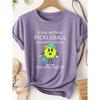 Women's Fun Pickleball Cartoon Pattern Printed Sports Short Sleeve Autumn and winter fashion round neck cute T Shirt Elegant Party Vintage Beautiful