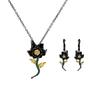 925  Jewelry Set for Women Fashion Sunflower Flower Earring Necklace Black Gold Jewelry Wedding Bridal Necklace Jewelry