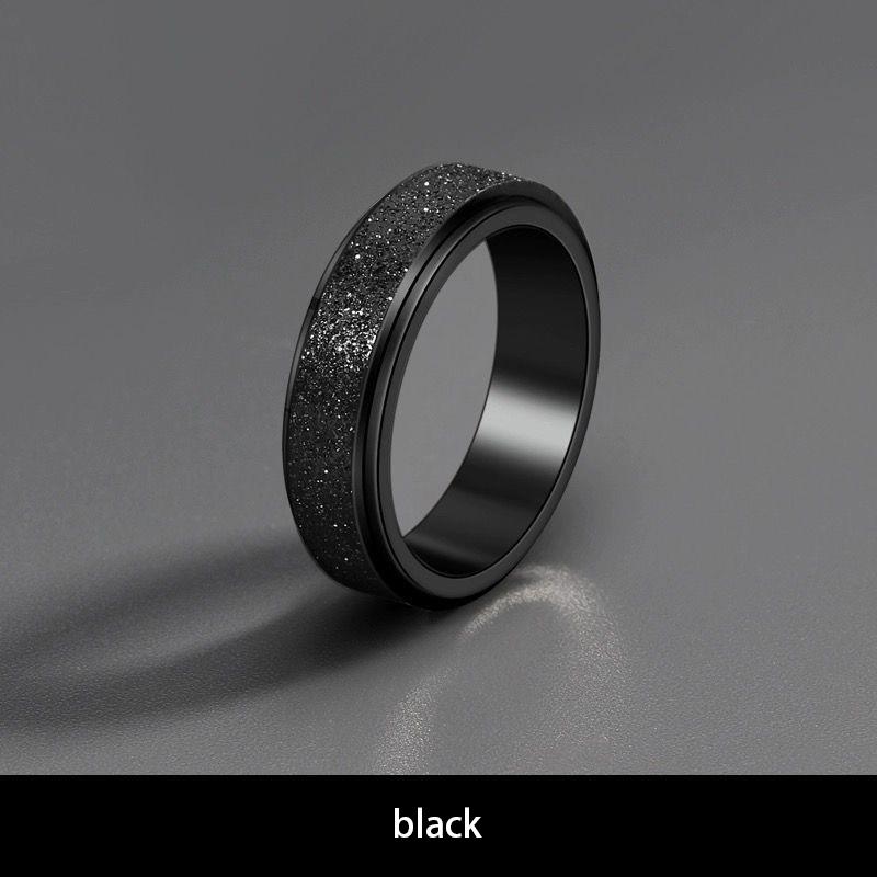 

Fashionable men s and women s frosted ring, rotatable titanium steel material ring Number 11 (170-190 pounds) чорний