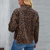 2024 Spring/Autumn Leopard Print Denim Jacket - Long Sleeve, Short, Loose Fit