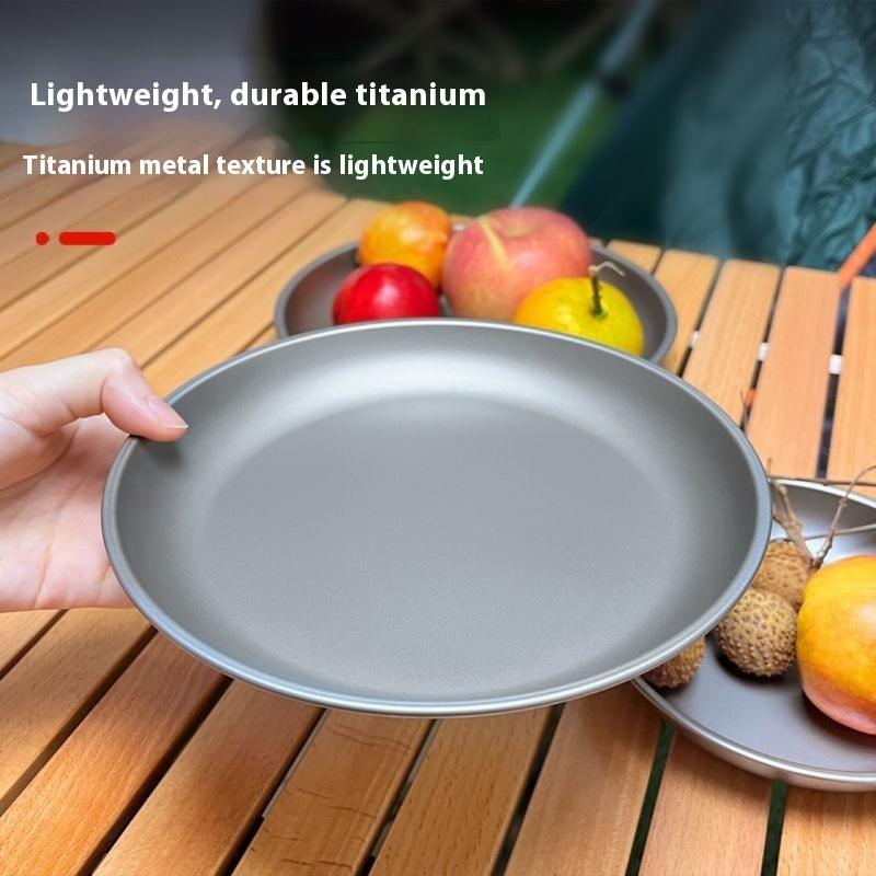 1Pc Titanium Camping Plate Travel Tableware Stackable Camping Supplies Backcountry Dinnerware For Backpacking Picnic Equipment