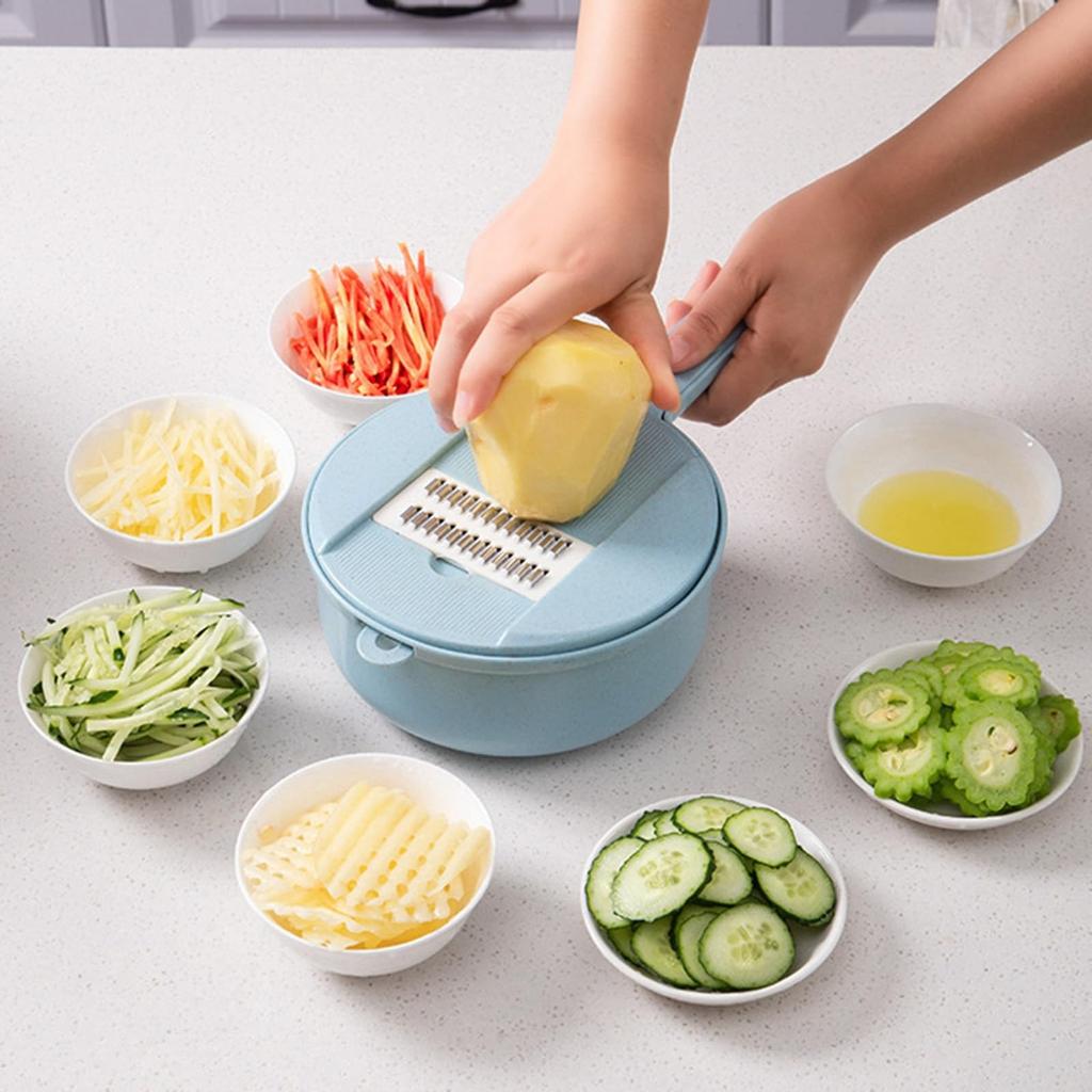 12 IN 1 Function Food Chopper Kitchen Functional Vegetable Cutter Egg Separator Household Straw Wiper Grater